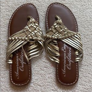 American Eagle Gold Braided Strappy Sandal
